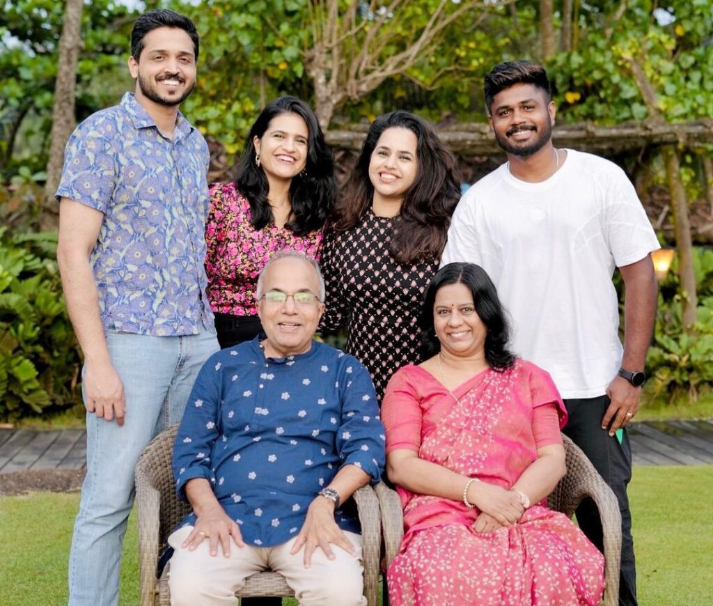 Sanju Samson with his wife Charulatha Samson and family members.
